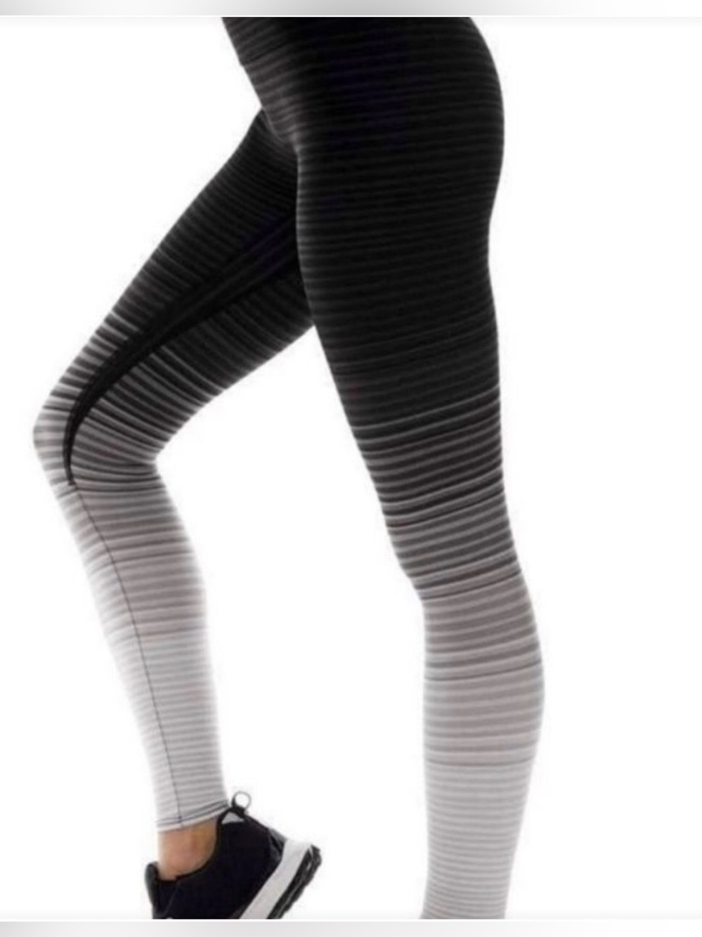 K-Deer Ombre  High-Waist Leggings - Black to Gray sneaker length